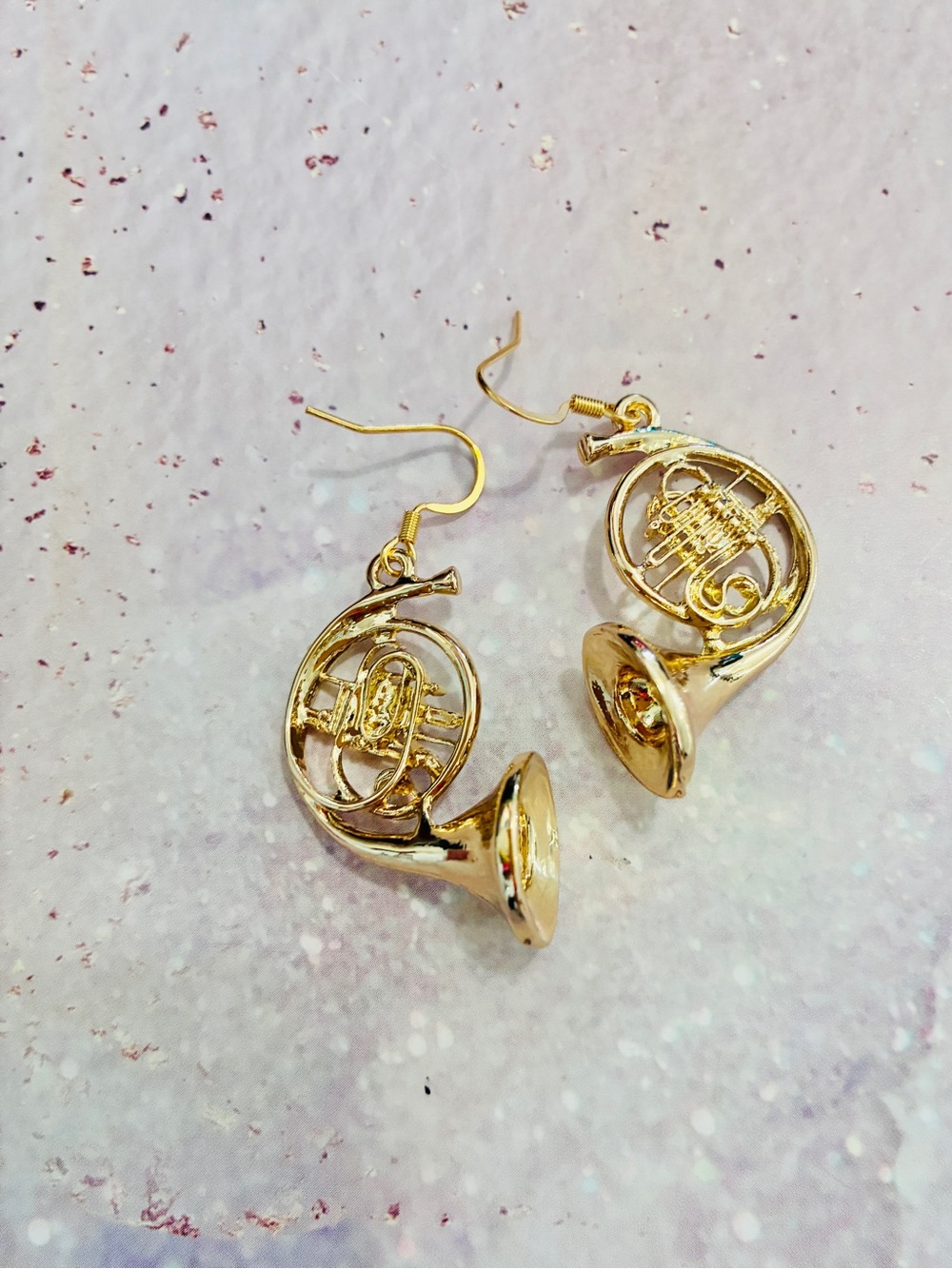 French horn earrings, instrumental earrings, music